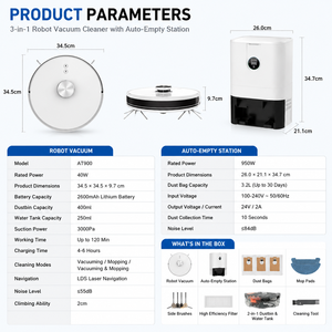 Commercial Robot Vacuum Cleaner With Auto Empty Station 3-in-1 Sweeping <b>Mopping</b> LDS Lidar Navigation 2000Pa Suction App Control - Product Image 2