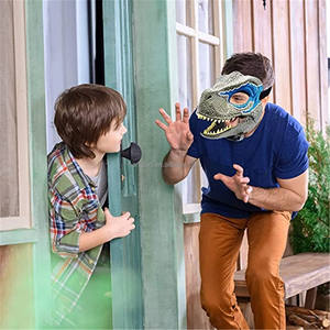 Vente en gros de produits artisanaux bon marché, masque en latex de dinosaure vert grandeur nature, design unique, accessoires d'<span class=keywords><strong>action</strong></span> amusants pour les fêtes de fin d'année - Product Image 4