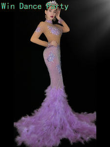 NOVANCE Y2089 <span class=keywords><strong>2022</strong></span>แฟชั่นผู้หญิงสีม่วงเพชร Queen Fish Tail ชุดสวยยาวสง่างามชุดราตรี - Product Image 2