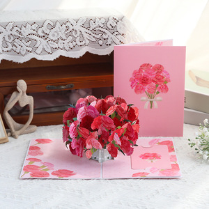 การ์ดอวยพรวันเกิดแบบป๊อปอัพ 3 มิติ ลายดอกไม้ช่อของขวัญสำหรับคุณแม่ พิมพ์ลาย UV ปั๊มทอง งานฝีมือกระดาษ ขายดี เหมาะสำหรับผู้หญิง ทำเองได้ ใช้ในธุรกิจ - Product Image 1