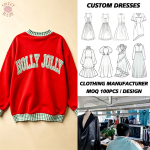 Women Christmas Crewneck Sweatshirt <b>Red</b> <b>Gingham</b> Plaid Trim Letter Print Long Sleeve Pullover Casual Holiday Sweatshirt - Product Image 1