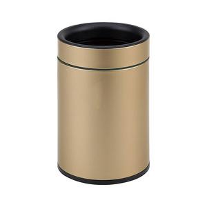 Poubelle ronde en acier inoxydable à vidage direct, poubelle cylindrique pour l'intérieur, pour la salle de bain des chambres d'hôtel - Product Image 2