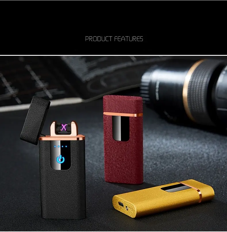 JOFI Fingerprint Touch Switch Double Arc USB Rechargeable Lighter Flameless Electric Smoking lighters cigarette stylish