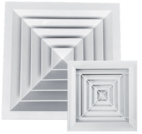 Diffuseur d'air carré industriel facile à installer pour systèmes CVC, avec noyau détachable, 4 canaux, en aluminium, directionnel pour entrepôt