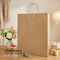 Sac cadeau en papier kraft écologique en gros pour fête d'anniversaire, artisanat, festival, supermarché, emballage en papier kraft