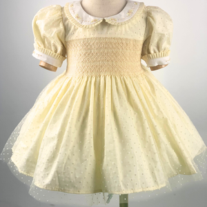 Fabricant de robe de princesse smockée à motif personnalisable Vêtements pour enfants silhouette droite de bonne qualité Fêtes de bébé en dentelle - Product Image 5