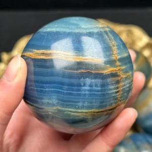 Cristal de guérison de haute qualité, boule de quartz L, pierres décoratives artisanales, sphère d'onyx bleu - Product Image 6