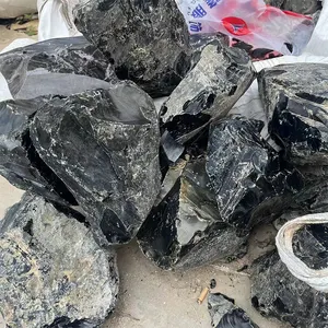 대량 도매 대형 천연 원시 블랙 흑요석 돌 거친 크리스탈 보석 만들기