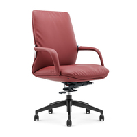 Chaise de bureau en cuir de direction de luxe pivotante confortable pour gestionnaire moderne contemporain à dossier moyen sur roulettes