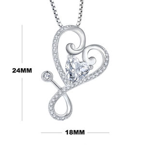 Bijoux fantaisie en argent 925 pour femmes Pendentif coeur avec pierres précieuses colorées en zircon Plaqué rhodium Cadeau d'anniversaire - Product Image 6