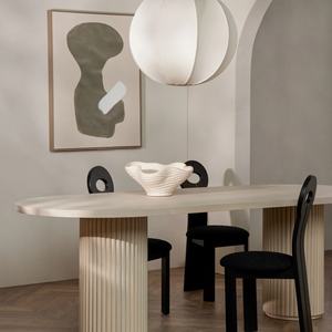 Table à manger ovale en bois de style minimaliste moderne personnalisée pour 8 personnes - Product Image 1