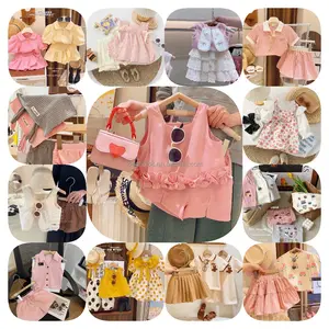 Children's girls clothing set Summer new brand baby girls clothing short sleeve T-shirt pants dress 2 children's clothing set