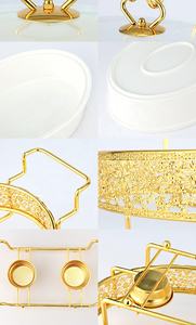 Ensemble de buffet chauffant de luxe en forme d'<span class=keywords><strong>oeuf</strong></span> en acier inoxydable doré <span class=keywords><strong>pour</strong></span> chauffe-plats à combustible <span class=keywords><strong>pour</strong></span> hôtels et restaurants - Product Image 3