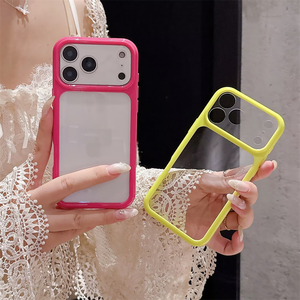 เคสโทรศัพท์อะคริลิกใสขอบนิ่มสีลูกกวาดหน้าต่างใหญ่ สำหรับ iPhone 18 Pro Max 17 16 15 14 ฝาหลังใส - Product Image 3