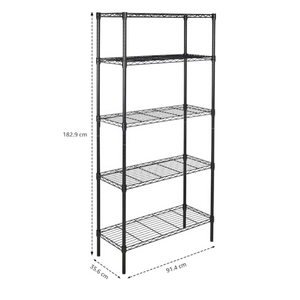 Estante de Arame Ajustável de Aço Inoxidável com 5 Níveis, Certificada NSF, Unidade de Armazenamento Comercial, Preta - Product Image 2