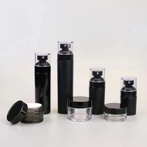 Cilindro de armazenamento vazio, boca larga, jarra de plástico transparente, cosmético com parafuso preto, venda imperdível - Product Image 6