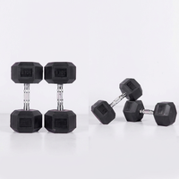 Dumbbell Hexagonal Berlapis Karet dengan Pegangan Knurled Anti Selip dan Berat Latihan LBS untuk Rumah dan Gym Komersial