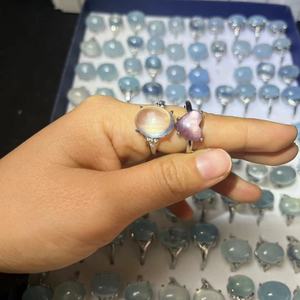 Anello con <span class=keywords><strong>Lepidolite</strong></span> e Pietre Preziose Naturali, Anelli di Acquamarina di Alta Qualità con Pietre Curative per Idea Regalo - Product Image 4