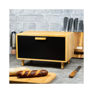 Boîte à pain en bambou KJC 30x20x25cm avec tiroir pour rangement de cuisine - Product Image 1