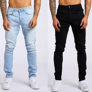 Classic Men's Spring and Autumn Jeans Business Casual Stretch Slim Denim <strong>Trousers</strong> <strong>Light</strong> Blue Black <strong>Trousers</strong> - Product Image 1