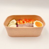 Conteneur en papier kraft jetable pour salades, sushis et plats à emporter, imperméable, recyclable, imprimé sur mesure, pour usage en restaurant