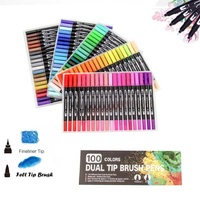 Stylo pinceau aquarelle Queenstar en promotion, encre à base d'alcool, imperméable, double face, effaçable, marqueur de peinture coloré pour artistes