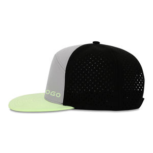 Chapeaux de golf de performance découpés au laser imperméables à logo personnalisé à 7 panneaux Chapeau de sport à séchage rapide à bord plat - Product Image 3