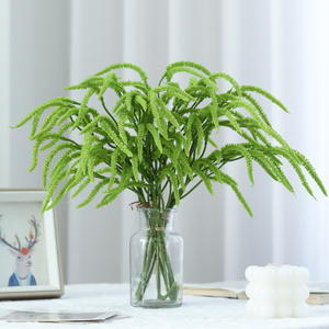 Pianta Artificiale a 3 Steli con Perle e Amaranthus <span class=keywords><strong>Cruentus</strong></span> Verde per Decorazioni Floreali Matrimoniali e Paesaggistica - Product Image 2