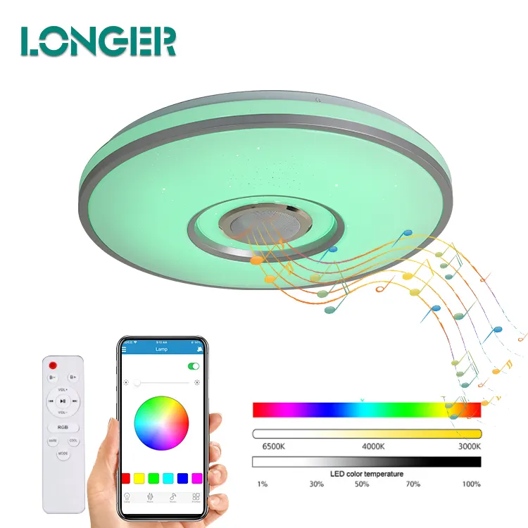 Top Quality Smart Led Ceiling Lamp With Speaker Use For Kitchen Bedroom App Music Rgb Led Ceiling Lights