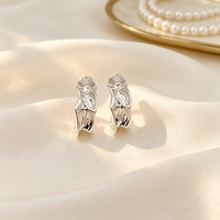 Boucles d'oreilles clipsables anti-moustiques indolores pour oreilles non percées, en métal liquide invisible, forme irrégulière, argent fondu, hypoallergéniques