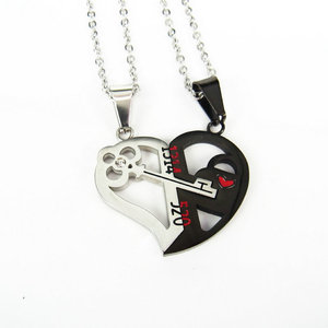 Stainless Steel Heart Key Couple <b>Necklace</b> Set | Romantic <b>Matching</b> Pendant Jewelry for Him and Her | Valentine's Day Couple Gift - Product Image 2