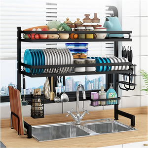 Estante de secado de platos extensible de acero al carbono extra grande para 4 apilamientos barato sobre fregadero estante de almacenamiento de utensilios de cocina - Product Image 6