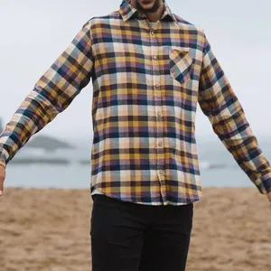 Hot bán phổ biến quá khổ dày cổ điển flannel Áo Sơ Mi Thêu Mens