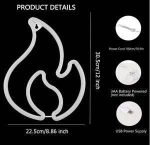 Yangın şekilli asılı Usb pil işletilen Neon gece işıkları Led alev Neon burcu duvar çocuklar için oyun odası parti Bar dekorasyon - Product Image 3