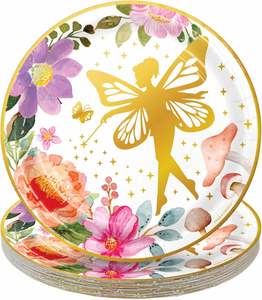 Assiettes en papier jetables OEM de 7 pouces, design floral moderne pour anniversaire de filles, fête du thé en plein air, directement de l'usine - Product Image 2