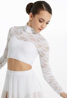 Usine nouveauté vente chaude femmes à manches longues dentelle haut court dentelle Costumes de danse danse haut court