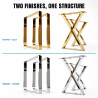 Fabrication sur mesure de tôles en acier inoxydable poli miroir TZR OEM, pieds de table en forme de X, base de meubles en métal