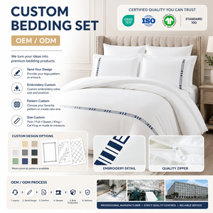 Ensemble <span class=keywords><strong>de</strong></span> literie brodé sur mesure OEM ODM, housse <span class=keywords><strong>de</strong></span> couette et taie d'oreiller pour hôtel, logo <span class=keywords><strong>personnalisé</strong></span>, motif, taille, linge <span class=keywords><strong>de</strong></span> <span class=keywords><strong>lit</strong></span> <span class=keywords><strong>de</strong></span> luxe - Product Image 4