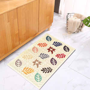 Alfombra de PVC con diseño de hojas en relieve, rectangular, antideslizante, para la entrada del hogar, alfombra prefabricada para baño y sala de estar - Product Image 5