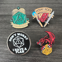 Großhandel Lagerware Metall DND Emaille-Pins Kundenspezifisch Bedruckte 30mm Stanz-Broschen Medaillen Magnet Anime Spiel Dungeons Dragons Kappen