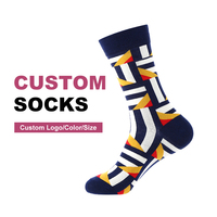 Chaussettes marine personnalisées en coton, à rayures linéaires dynamiques et style angulaire affirmé