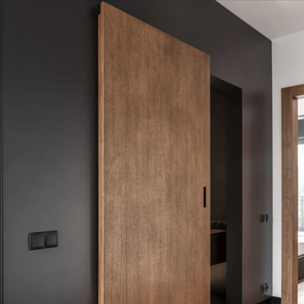 Hidden Trackless Sliding Door Bedroom Bathroom Two-way Buffer Sliding Door Rail Solid Wood Material Ghost Sliding Door