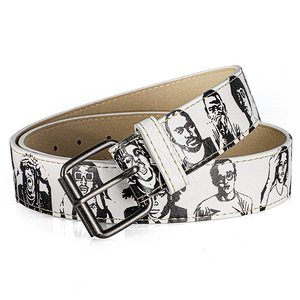 Nouvelle ceinture rétractable à boucle ardillon pour homme <span class=keywords><strong>et</strong></span> <span class=keywords><strong>femme</strong></span>, motif <span class=keywords><strong>portrait</strong></span>, tendance rétro, imprimé <span class=keywords><strong>noir</strong></span> <span class=keywords><strong>et</strong></span> <span class=keywords><strong>blanc</strong></span>, largeur 2-4 cm, 105 cm - Product Image 1