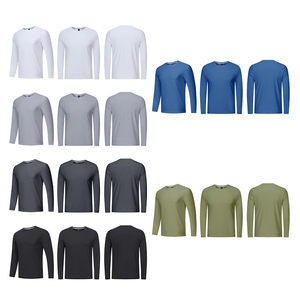 เสื้อแขนยาวสำหรับผู้ชายเสื้อฟิตเนสโพลีเอสเตอร์เข้ารูปเล่นกีฬา - Product Image 3