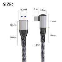 Câble de transfert de données 5 Gbps en nylon tressé 6 m 3A USB A vers Type C à angle droit, câble rapide pour la liaison VR, pour les lunettes VR Oculus Quest et Pico
