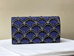 Elegante bolso azul Zari con escamas de pescado con cuentas de lapislázuli, bolso de mano de lujo hecho a mano para mujer - Product Image 2