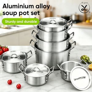 7 Pieces Aluminum <b>Pot</b> <b>Set</b> Die-cast Durable Gas Stove Compatible Eco-friendly Modern Design Kitchenware <b>Set</b> Cooking <b>Pot</b> Pan <b>Set</b> - Product Image 1