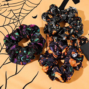 Europeo e americano fantasma teschio scheletro tessuto elastico per Halloween elastici per capelli Vintage retrò coda di cavallo corda per capelli - Product Image 3