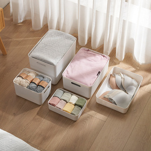 Square Plastic <b>Storage</b> <b>Box</b> Underwear Socks Book Sundries Dustproof Lid <b>Stackable</b> 10L Capacity Home <b>Storage</b> - Product Image 3