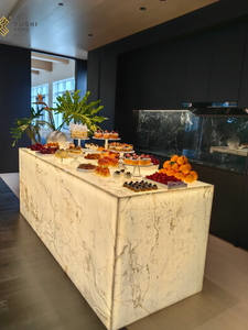 Yushi sang trọng tự nhiên <span class=keywords><strong>Onyx</strong></span> Đá Cẩm Thạch Countertop <span class=keywords><strong>Backlit</strong></span> mờ giá bán buôn cho sảnh khách sạn biệt thự trang trí Vanity đầu - Product Image 5